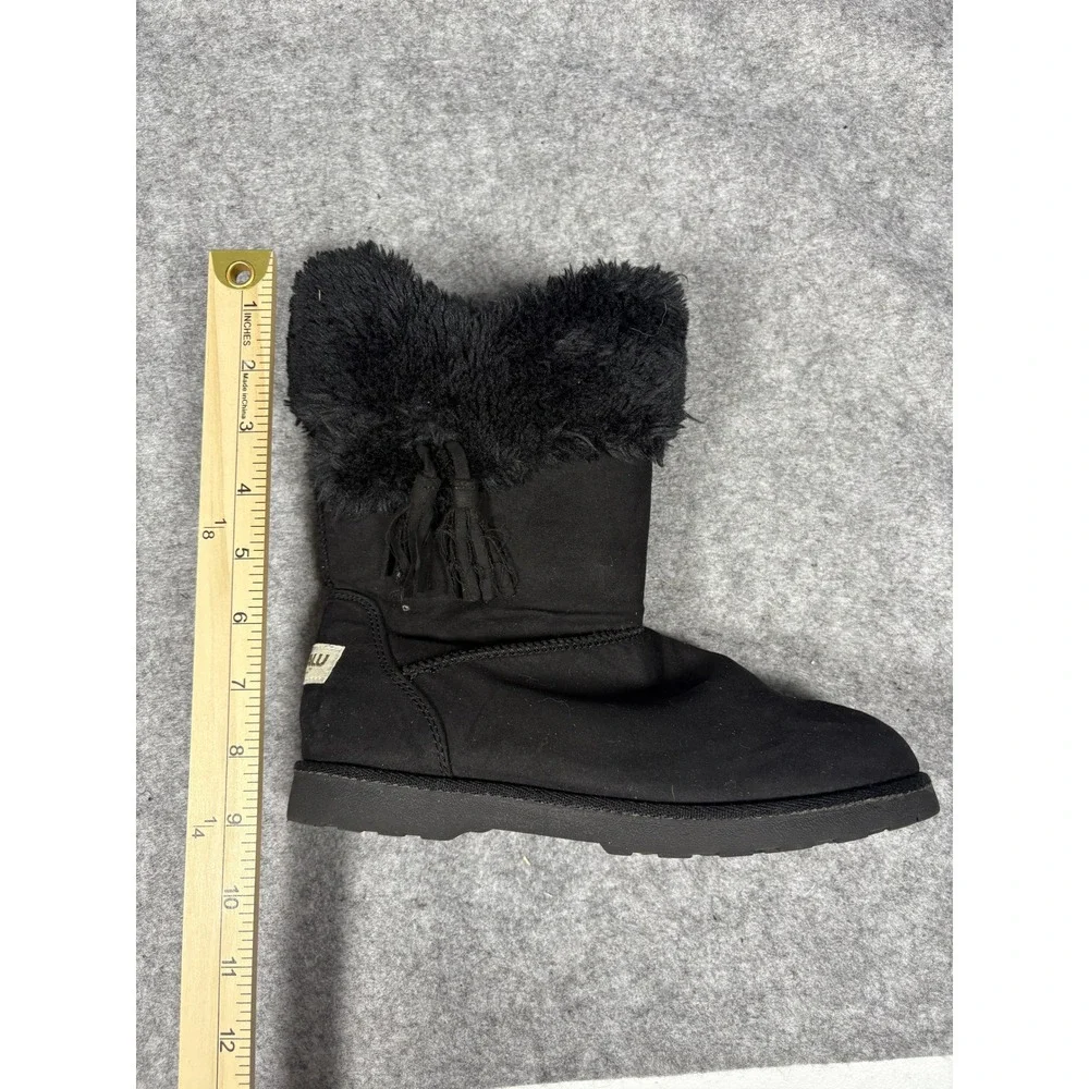 Makalu Iceland Winter Boots 4M Black Faux Fur Tassel Detail